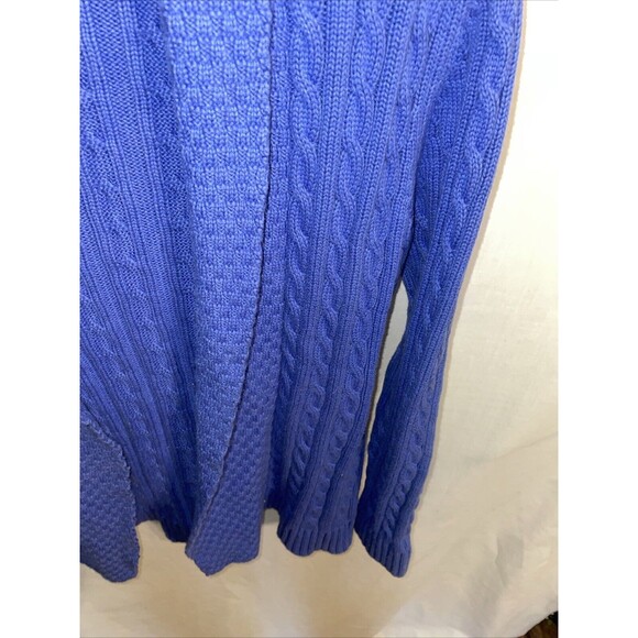 L.L. Bean Women’s Open Cardigan Size Small Blue Cable Knit Cozy Comfort Party - Picture 7 of 12